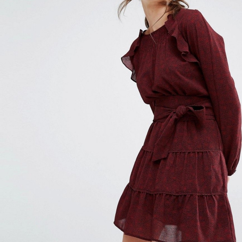 Ba$sh Belted Ruffle Dress